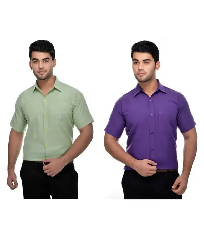 Elegant Short Sleeves Casual Shirt For Men Pack Of 2