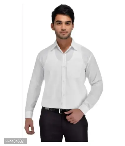 Stylish Cotton Solid White Casual Shirt For Men