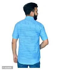 Turquoise Cotton Textured Casual Shirts For Men-thumb3