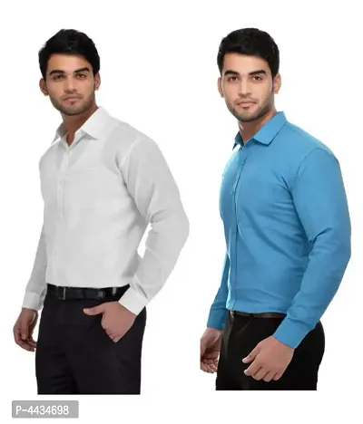 Stylish Cotton Solid Multicoloured Casual Shirt For Men( Pack Of 2 )-thumb0