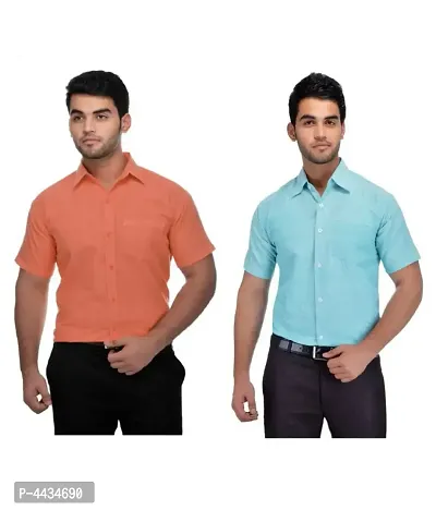 Stylish Cotton Solid Multicoloured Casual Shirt For Men( Pack Of 2 )