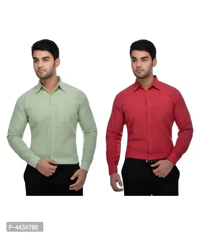 Stylish Cotton Solid Multicoloured Casual Shirt For Men( Pack Of 2 )-thumb0