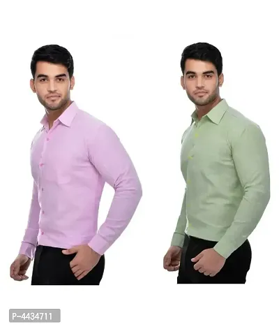 Stylish Cotton Solid Multicoloured Casual Shirt For Men( Pack Of 2 )-thumb3