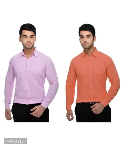 Stylish Cotton Solid Multicoloured Casual Shirt For Men( Pack Of 2 )