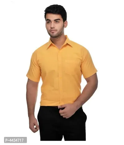 Stylish Cotton Solid Yellow Casual Shirt For Men-thumb0
