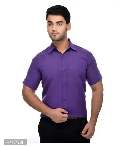 Stylish Cotton Solid Purple Casual Shirt For Men