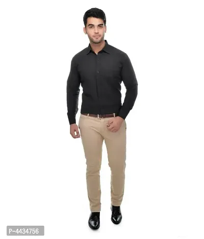 Stylish Cotton Solid Black Casual Shirt For Men-thumb4