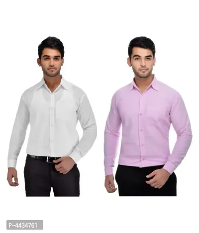 Stylish Cotton Solid Multicoloured Casual Shirt For Men( Pack Of 2 )-thumb0