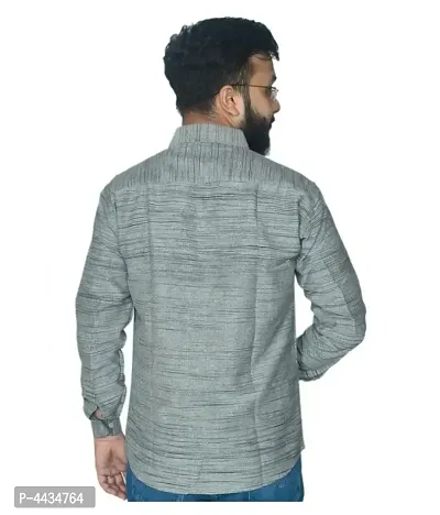 Grey Cotton Solid Casual Shirts For Men-thumb3