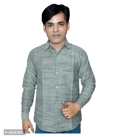 Grey Cotton Solid Casual Shirts For Men