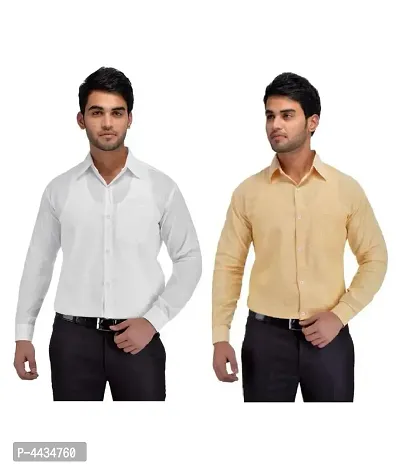 Stylish Cotton Solid Multicoloured Casual Shirt For Men( Pack Of 2 )-thumb0