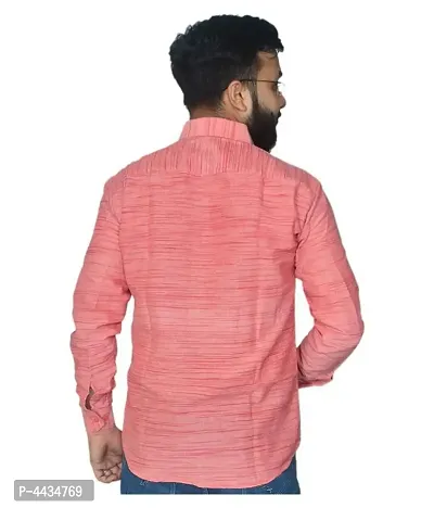 Stylish Cotton Solid Pink Casual Shirt For Men-thumb3