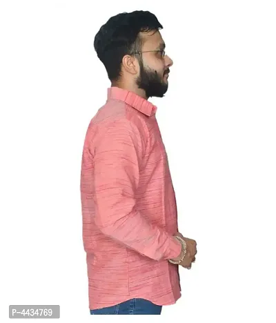 Stylish Cotton Solid Pink Casual Shirt For Men-thumb2