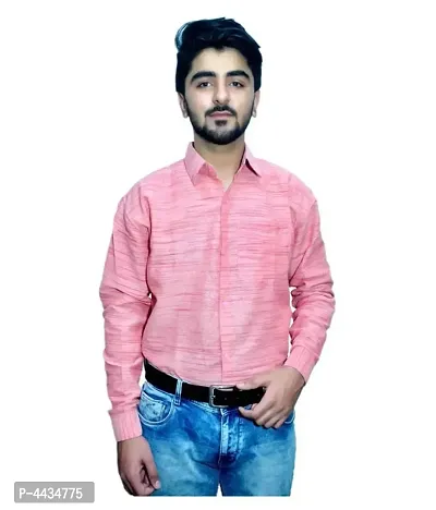 Stylish Cotton Solid Pink Casual Shirt For Men