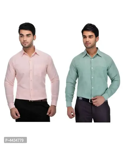Stylish Cotton Solid Multicoloured Casual Shirt For Men( Pack Of 2 )
