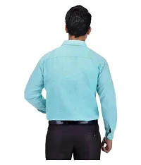 Stylish Cotton Solid Turquoise Casual Shirt For Men-thumb1