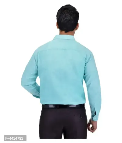 Stylish Cotton Solid Turquoise Casual Shirt For Men-thumb2