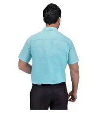 Turquoise Cotton Solid Casual Shirts For Men-thumb1