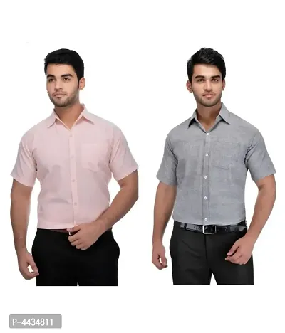 Stylish Cotton Solid Multicoloured Casual Shirt For Men( Pack Of 2 )