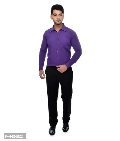 Stylish Cotton Solid Purple Casual Shirt For Men-thumb4