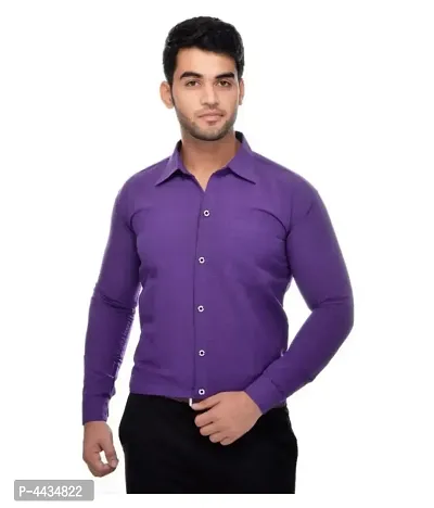 Stylish Cotton Solid Purple Casual Shirt For Men-thumb0