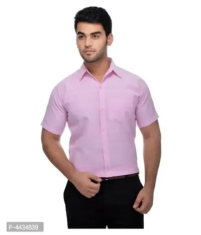 Stylish Cotton Solid Pink Casual Shirt For Men