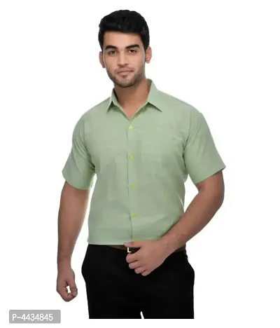 Stylish Cotton Solid Green Casual Shirt For Men