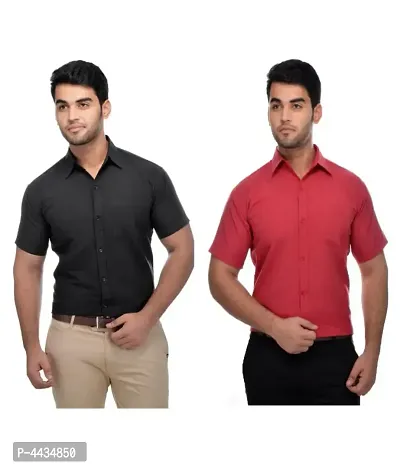 Stylish Cotton Solid Multicoloured Casual Shirt For Men( Pack Of 2 )