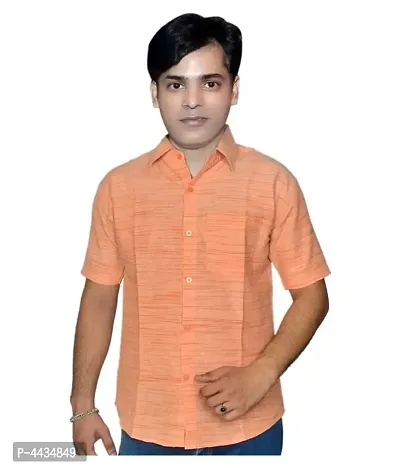 Stylish Cotton Solid Orange Casual Shirt For Men