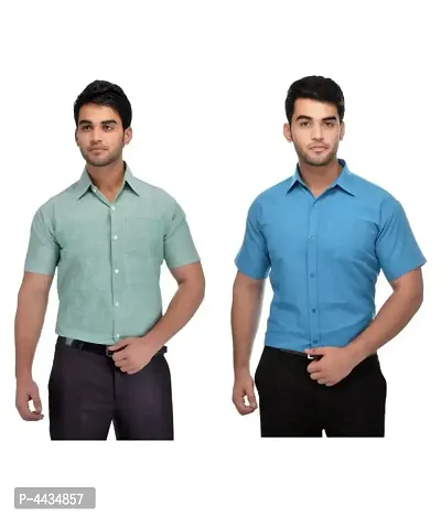 Stylish Cotton Solid Multicoloured Casual Shirt For Men( Pack Of 2 )