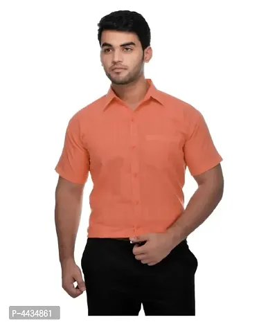 Stylish Cotton Solid Orange Casual Shirt For Men