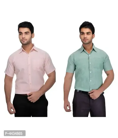 Stylish Cotton Solid Multicoloured Casual Shirt For Men( Pack Of 2 )