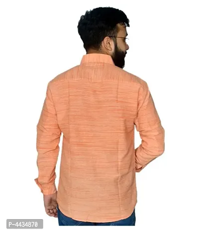 Stylish Cotton Solid Peach Casual Shirt For Men-thumb3