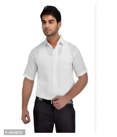 Stylish Cotton Solid White Casual Shirt For Men-thumb0