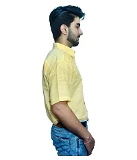 Yellow Cotton Self Pattern Casual Shirts For Men-thumb1