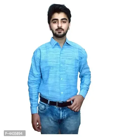 Stylish Khadi Blue Long Sleeves Casual Shirt For Men