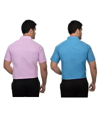 Elegant Multicoloured Cotton  Short Sleeves Casual Shirt For Men Pack Of 2-thumb1