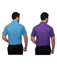 Elegant Multicoloured Cotton  Short Sleeves Casual Shirt For Men Pack Of 2-thumb1