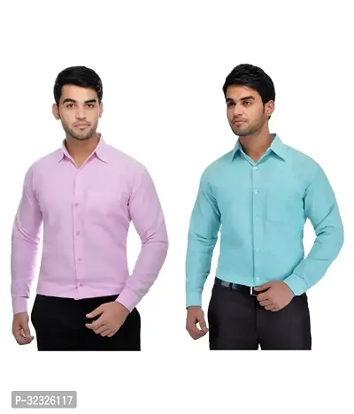 Reliable Multicoloured Cotton Solid Casual Shirt For Men Pack Of 2