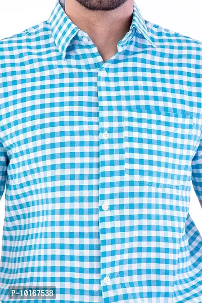 DESHBANDHU DBK Men's Plain Solid 100% Cotton Half Sleeves Regular Fit Formal Shirt's (44, Sky)-thumb5