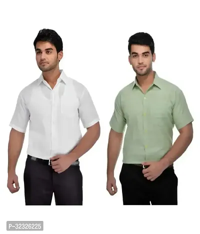 Reliable Multicoloured Cotton Solid Casual Shirt For Men Pack Of 2-thumb0