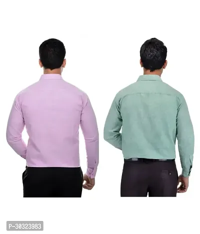 Elegant Multicoloured Cotton  Long Sleeves Casual Shirt For Men Pack Of 2-thumb2