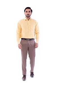DESHBANDHU DBK Men's Solid Cotton Full Sleeves Regular Fit Shirt (44, Yellow)-thumb4