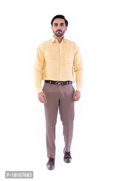 DESHBANDHU DBK Men's Solid Cotton Full Sleeves Regular Fit Shirt (44, Yellow)-thumb5