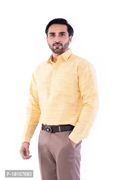 DESHBANDHU DBK Men's Solid Cotton Full Sleeves Regular Fit Shirt (44, Yellow)-thumb0
