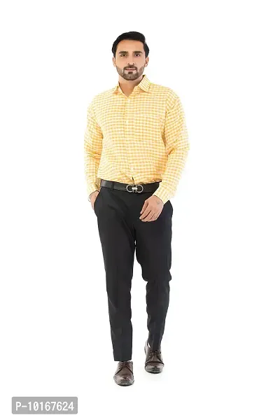 DESHBANDHU DBK Men's Solid Cotton Full Sleeves Regular Fit Shirt (42, Yellow)