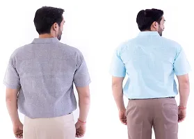 DESHBANDHU DBK Men's Cotton Solid Regular Fit Half Sleeve Combo Shirts (Pack of 2) (40, Grey_Sky)-thumb3