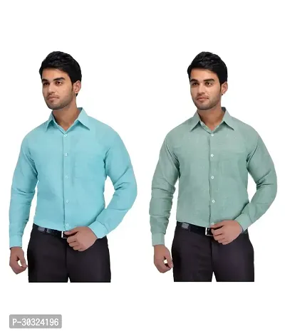 Elegant Multicoloured Cotton  Long Sleeves Casual Shirt For Men Pack Of 2-thumb0