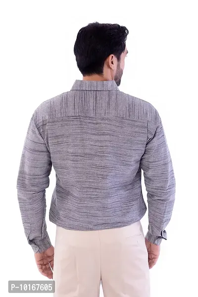 DESHBANDHU DBK Men's Solid Cotton Full Sleeves Regular Fit Shirt (40, Grey)-thumb2
