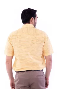 DESHBANDHU DBK Men's Plain Solid 100% Cotton Half Sleeves Regular Fit Formal Shirt's (44, Yellow)-thumb1